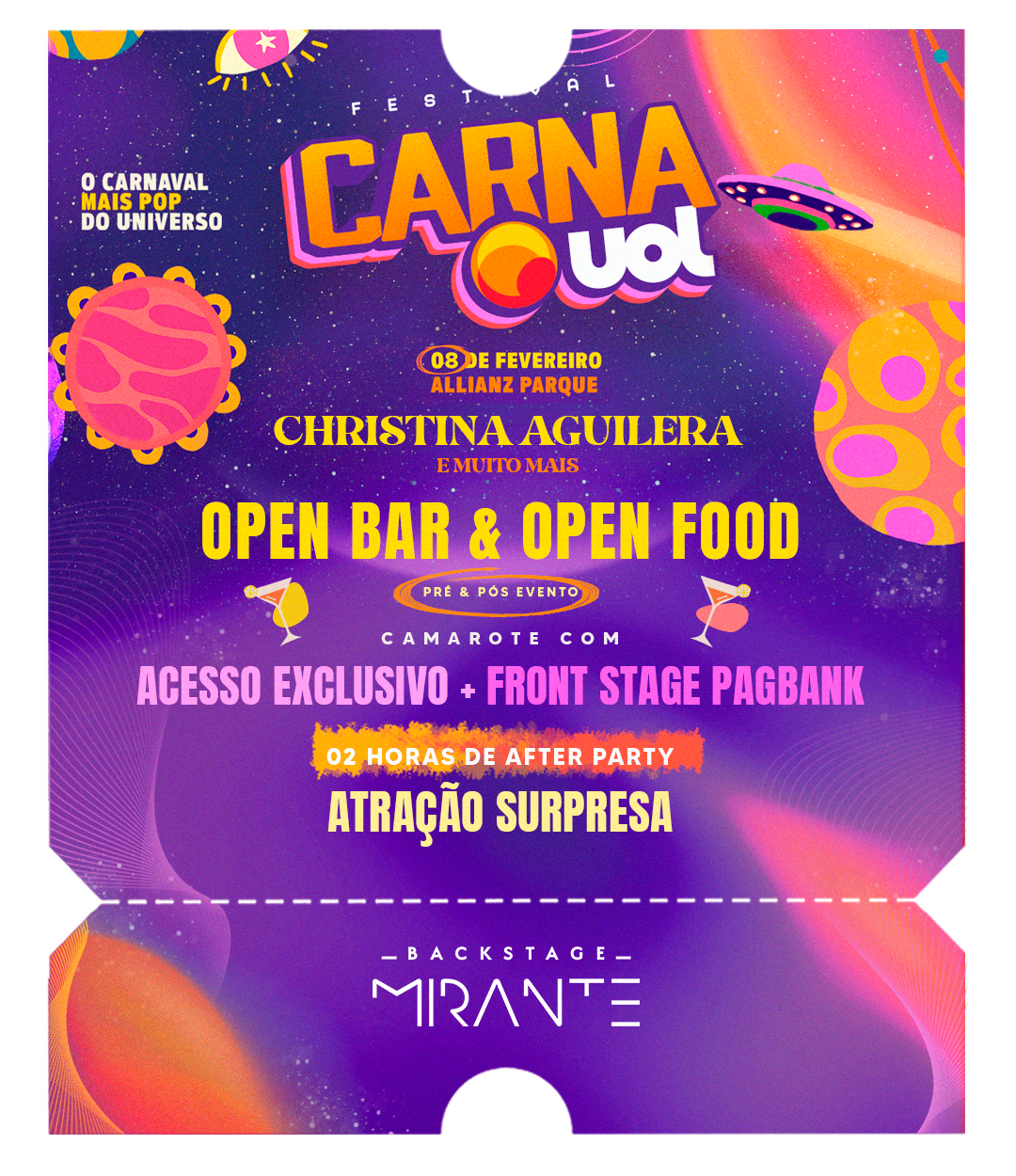 Festival CarnaUOL - Backstage Mirante - Allianz Parque - Ingressos - São Paulo
